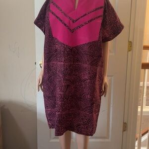 Pink and Black Patterned Midi Dress Esi Tie and Dress